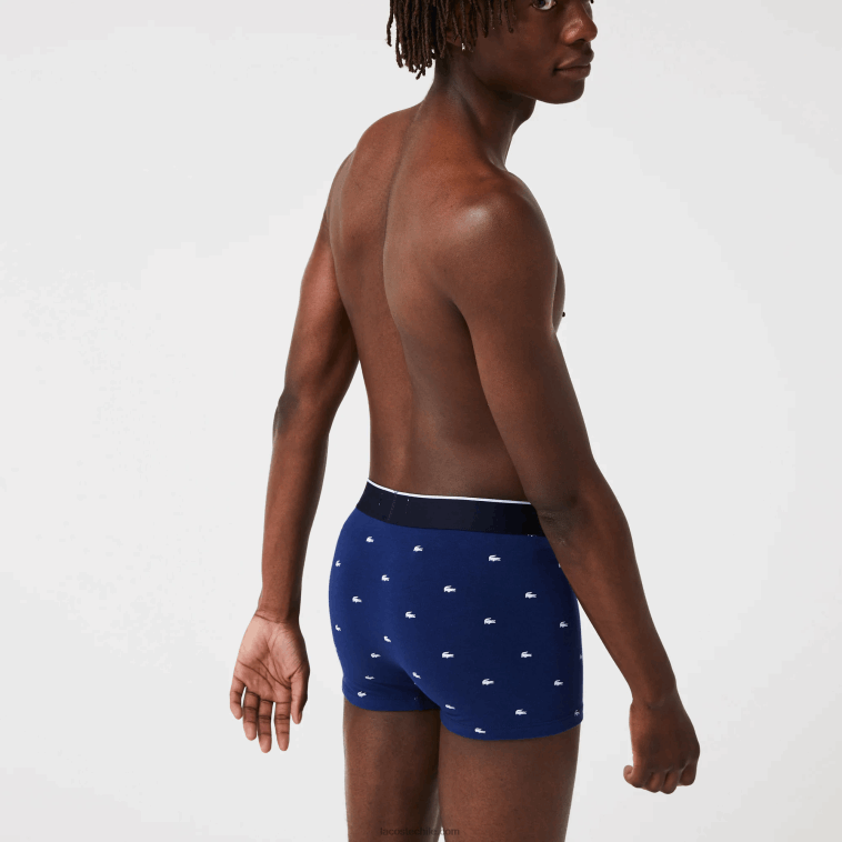 hombres Lacoste azul marino gris rojo chine w3t calzoncillos bóxer casuales de la firma, paquete de 3 N6XZ21327