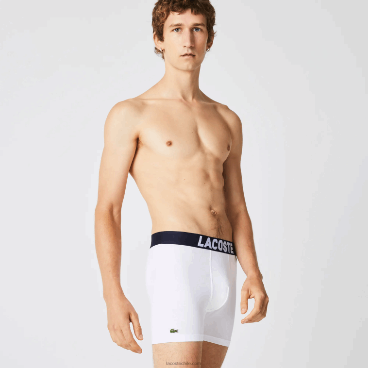 hombres Lacoste gris chino azul marino blanco 5kc pack de 3 calzoncillos bóxer con estampado náutico N6XZ21524