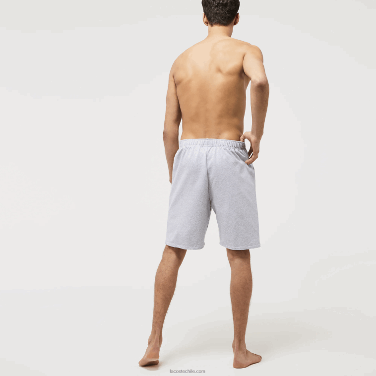 hombres Lacoste gris chino verde y9k shorts de salón de felpa de algodón con cocodrilo aterciopelado N6XZ21479