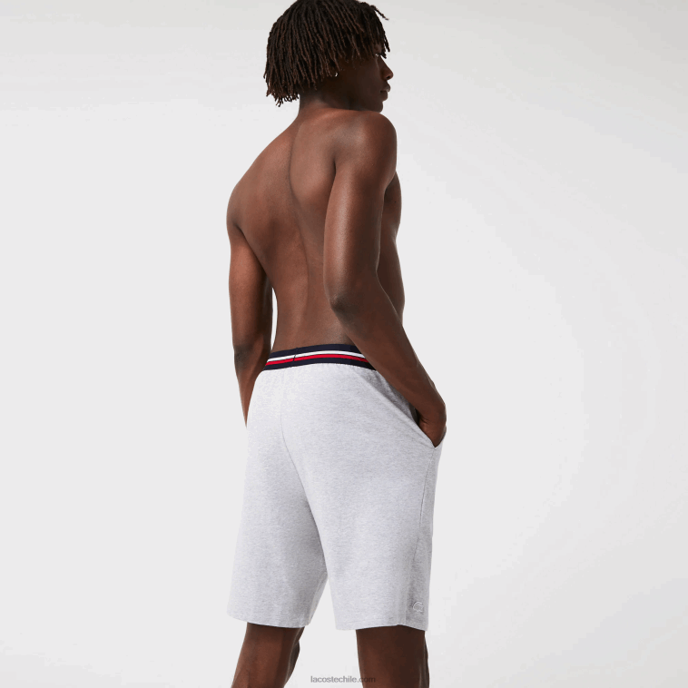 hombres Lacoste lomo gris cca calzoncillos boxer largos con cintura a rayas N6XZ21375