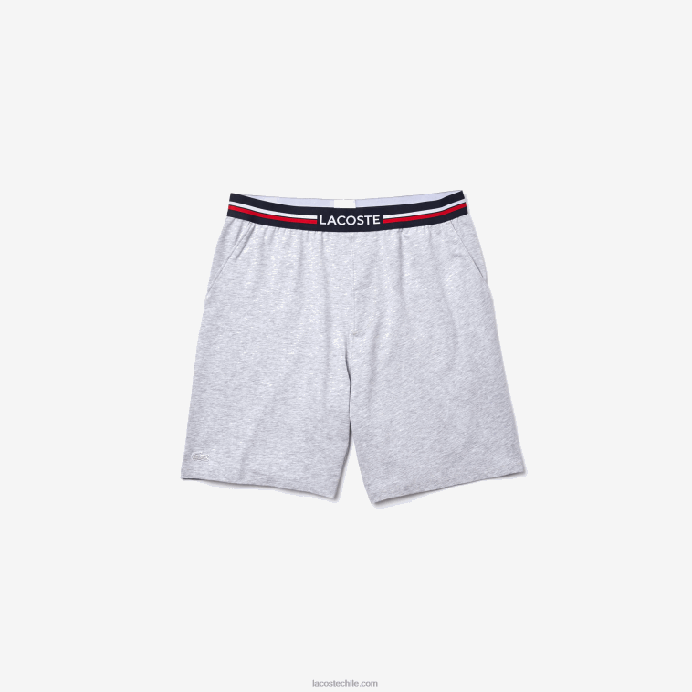 hombres Lacoste lomo gris cca calzoncillos boxer largos con cintura a rayas N6XZ21375