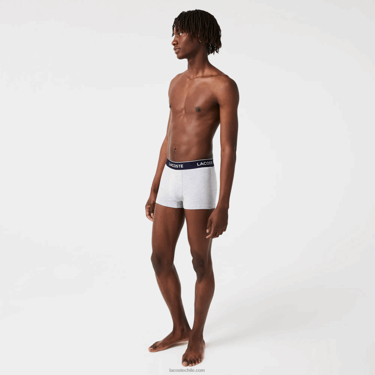 hombres Lacoste lomo gris cca calzoncillos tipo bóxer informales, paquete de 3 N6XZ2485