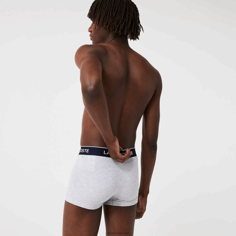 hombres Lacoste lomo gris cca calzoncillos tipo bóxer informales, paquete de 3 N6XZ2485