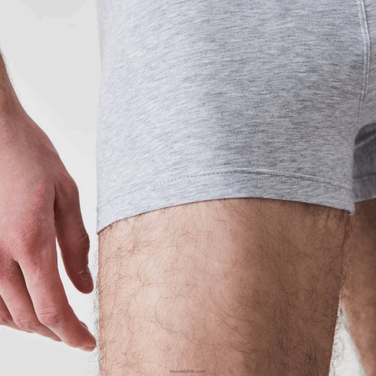 hombres Lacoste lomo gris cca calzoncillos tipo bóxer informales, paquete de 3 N6XZ2485