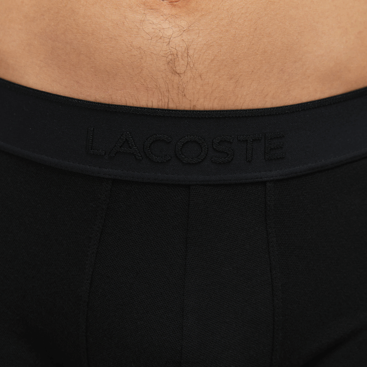 hombres Lacoste lomo gris negro snp l.12.12 calzoncillos bóxer de piqué pack de 2 N6XZ21616