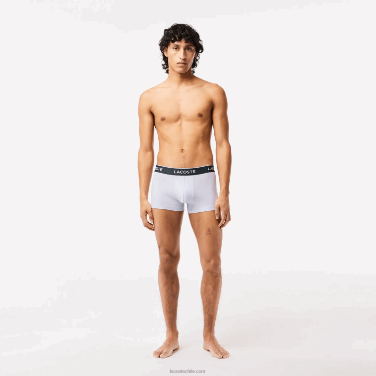 hombres Lacoste morado azul marino gris chine ggj calzoncillos tipo bóxer informales, paquete de 3 N6XZ2482