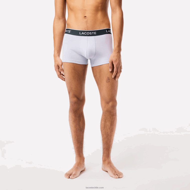 hombres Lacoste morado azul marino gris chine ggj calzoncillos tipo bóxer informales, paquete de 3 N6XZ2482