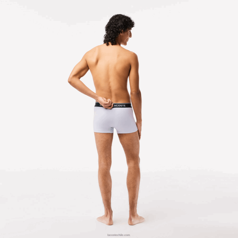 hombres Lacoste morado azul marino gris chine ggj calzoncillos tipo bóxer informales, paquete de 3 N6XZ2482