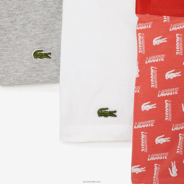 hombres Lacoste naranja gris chine blanco tti Pack de 3 calzoncillos de algodón elástico estampado N6XZ2503