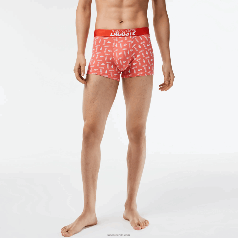 hombres Lacoste naranja gris chine blanco tti Pack de 3 calzoncillos de algodón elástico estampado N6XZ2503
