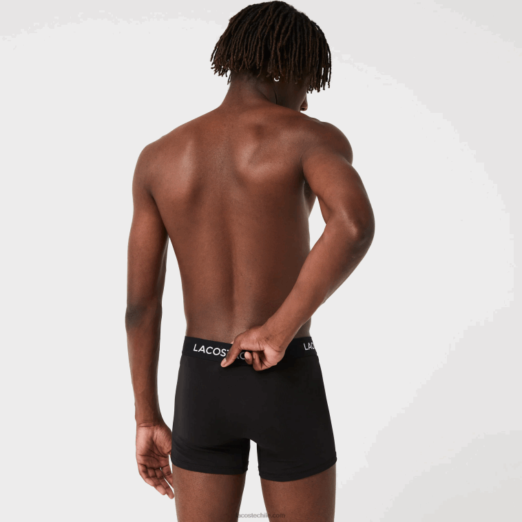 hombres Lacoste negro 031 Pack de 3 calzoncillos de microfibra N6XZ21461