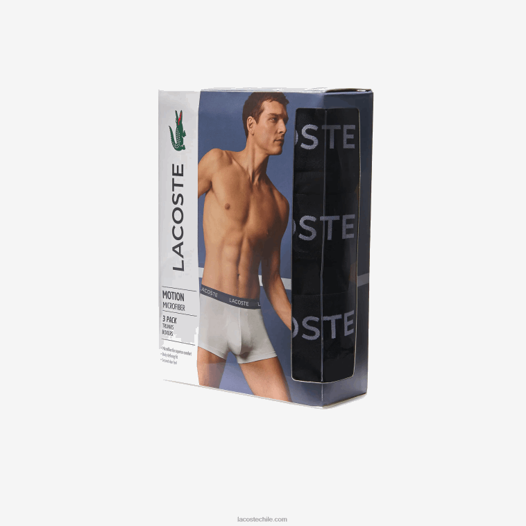 hombres Lacoste negro 031 Pack de 3 calzoncillos de microfibra N6XZ21461
