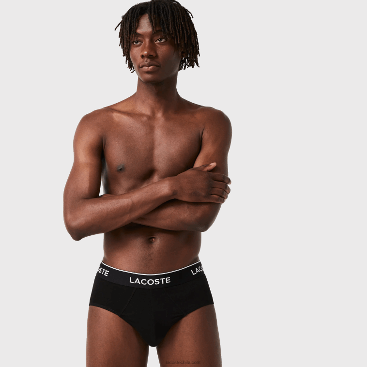 hombres Lacoste negro 031 paquete de 3 calzoncillos casuales N6XZ21421