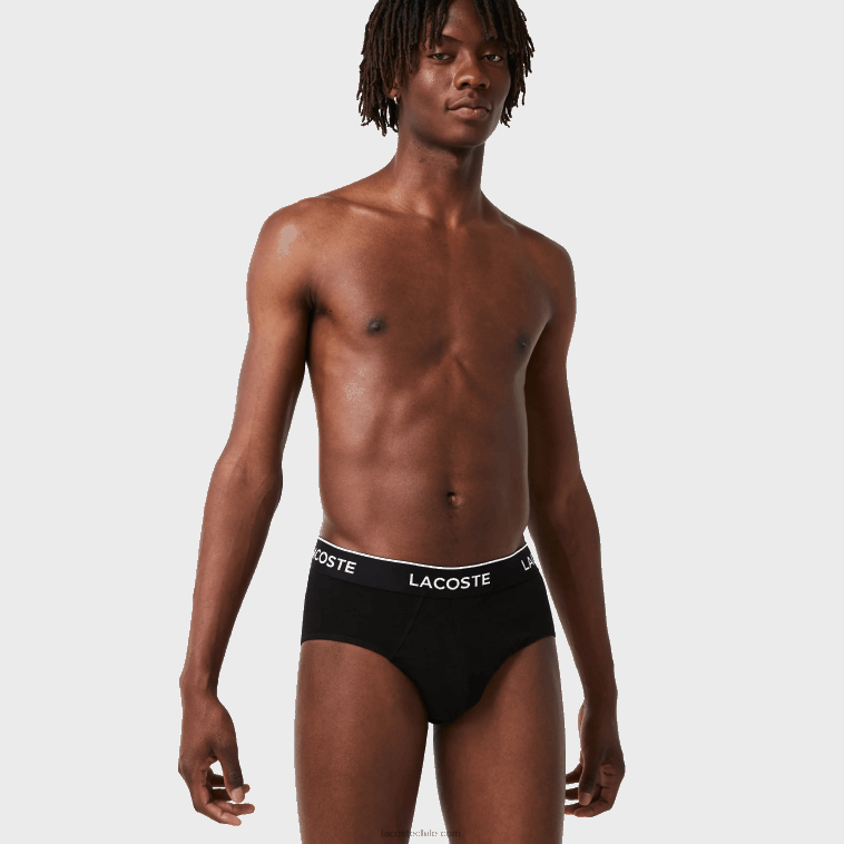 hombres Lacoste negro 031 paquete de 3 calzoncillos casuales N6XZ21421