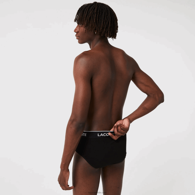 hombres Lacoste negro 031 paquete de 3 calzoncillos casuales N6XZ21421