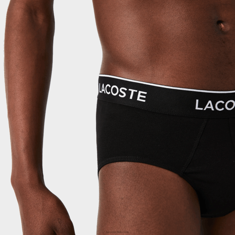 hombres Lacoste negro 031 paquete de 3 calzoncillos casuales N6XZ21421