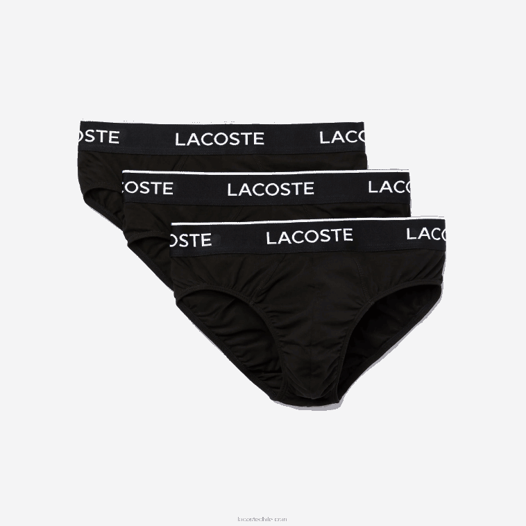 hombres Lacoste negro 031 paquete de 3 calzoncillos casuales N6XZ21421