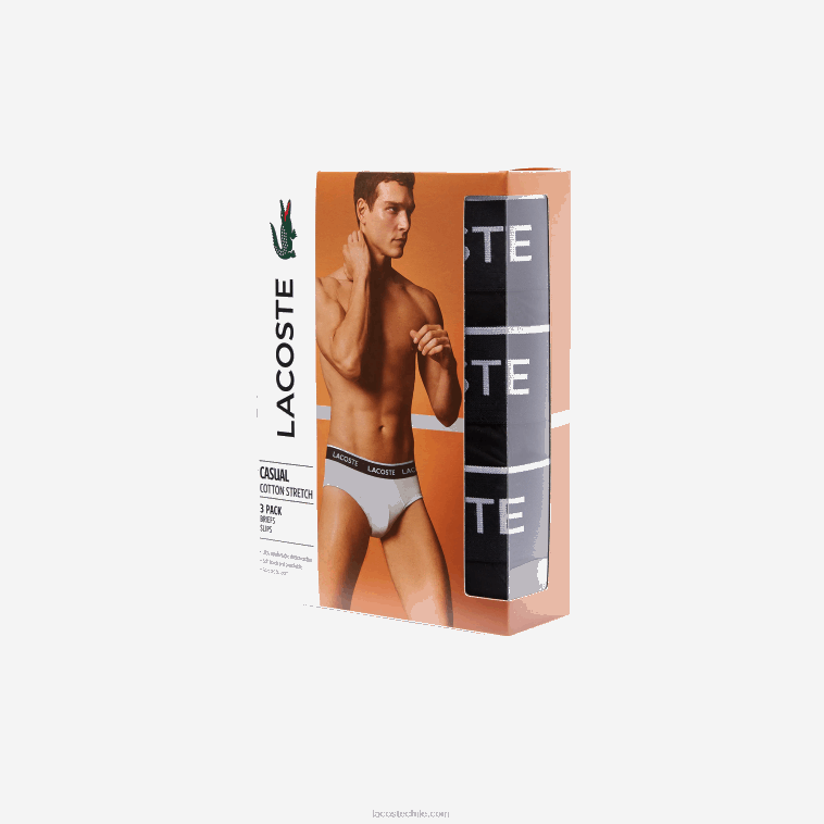 hombres Lacoste negro 031 paquete de 3 calzoncillos casuales N6XZ21421