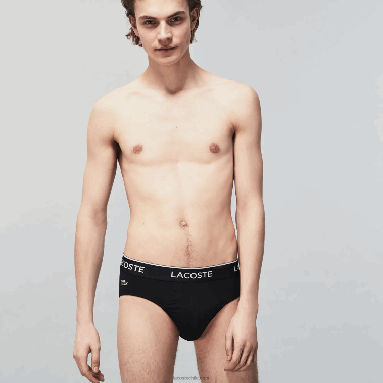 hombres Lacoste negro 031 paquete de 3 calzoncillos casuales N6XZ21421