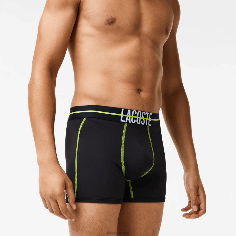 hombres Lacoste negro amarillo 9y2 baúl de jersey sin costuras N6XZ21492
