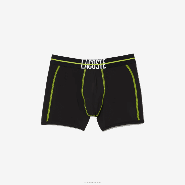 hombres Lacoste negro amarillo 9y2 baúl de jersey sin costuras N6XZ21492