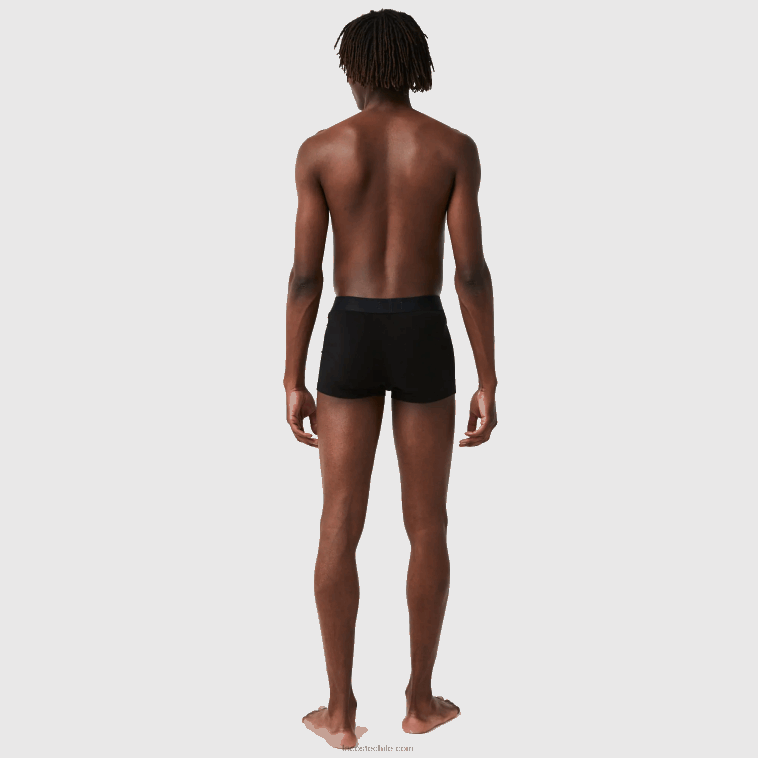 hombres Lacoste negro gris chin blanco eqd pack de 3 calzoncillos de algodón stretch N6XZ21431