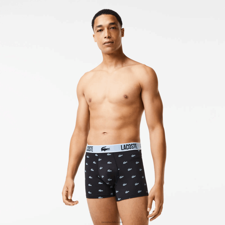 hombres Lacoste negro gris oscuro blanco shq Pack de 3 calzoncillos de punto de poliéster reciclado N6XZ21561