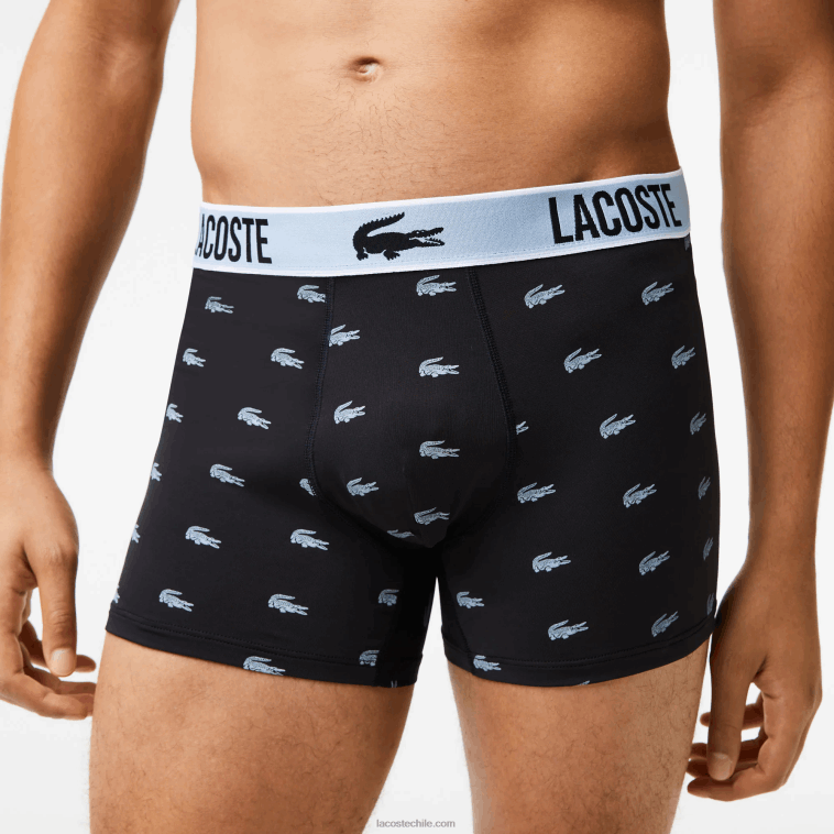 hombres Lacoste negro gris oscuro blanco shq Pack de 3 calzoncillos de punto de poliéster reciclado N6XZ21561