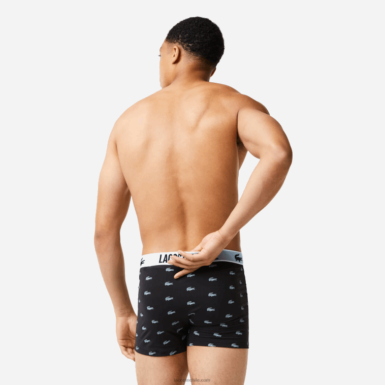 hombres Lacoste negro gris oscuro blanco shq Pack de 3 calzoncillos de punto de poliéster reciclado N6XZ21561