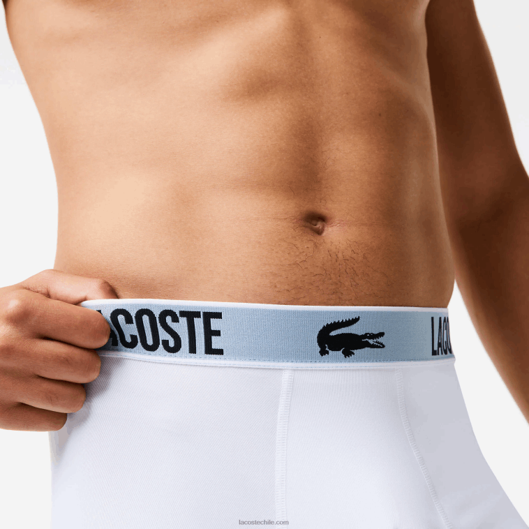 hombres Lacoste negro gris oscuro blanco shq Pack de 3 calzoncillos de punto de poliéster reciclado N6XZ21561