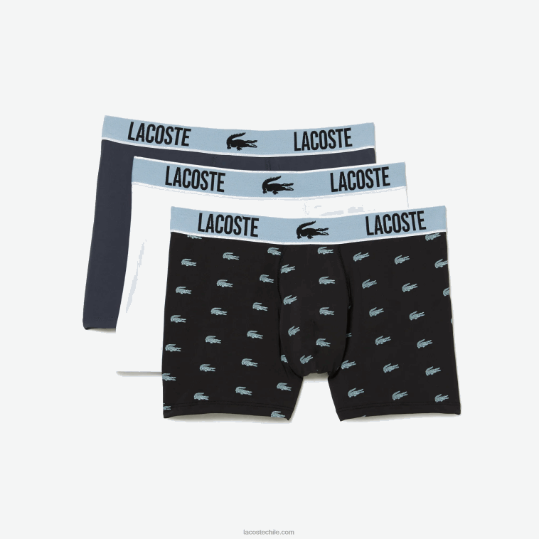 hombres Lacoste negro gris oscuro blanco shq Pack de 3 calzoncillos de punto de poliéster reciclado N6XZ21561