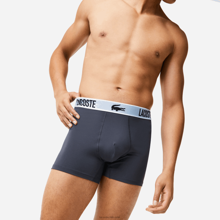 hombres Lacoste negro gris oscuro blanco shq Pack de 3 calzoncillos de punto de poliéster reciclado N6XZ21561
