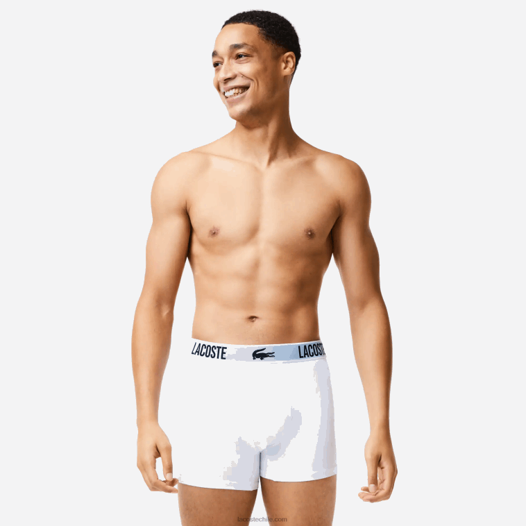 hombres Lacoste negro gris oscuro blanco shq Pack de 3 calzoncillos de punto de poliéster reciclado N6XZ21561