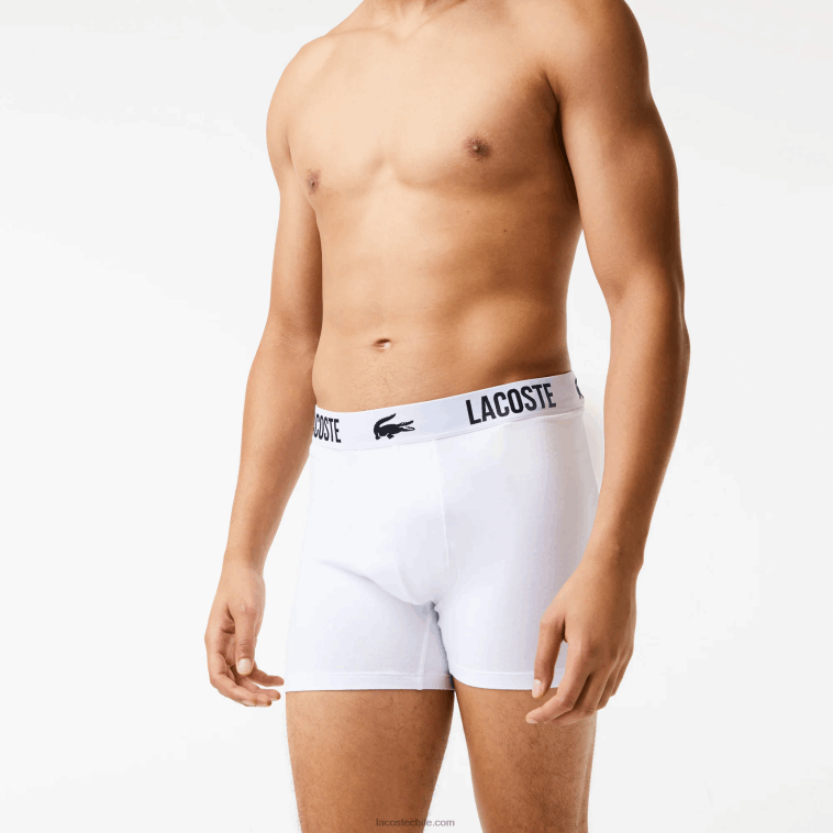 hombres Lacoste negro rojo blanco tr2 Pack de 3 calzoncillos bóxer de cocodrilo en contraste con la marca N6XZ21548