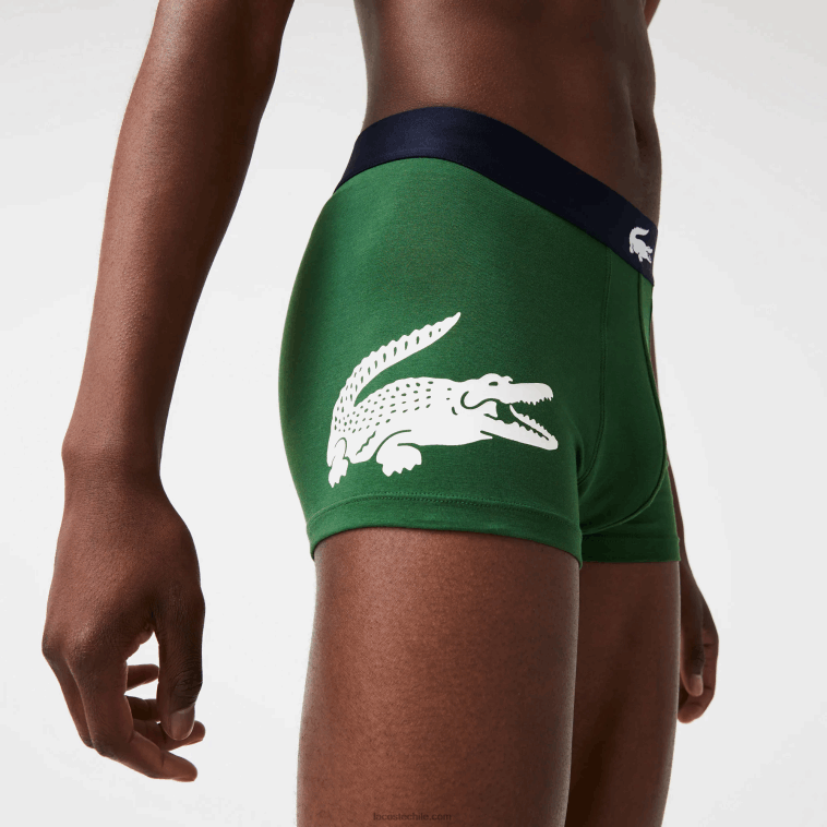 hombres Lacoste verde azul marino blanco p52 pack de 3 calzoncillos de algodón stretch no combinados N6XZ21341