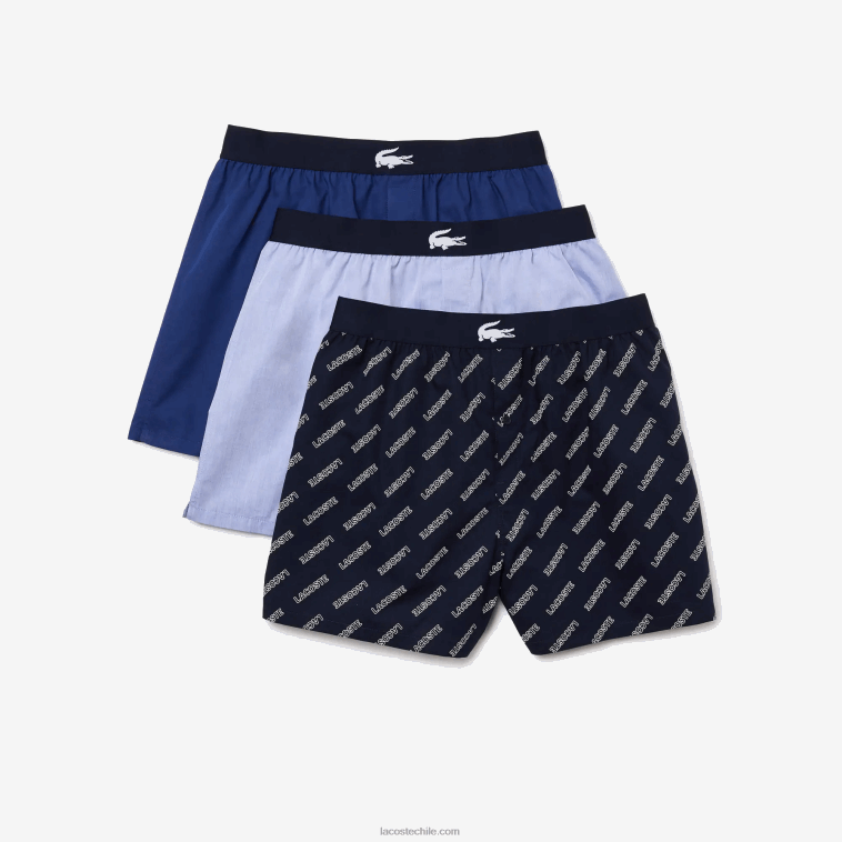 hombres Lacoste vuc azul marino bóxer de algodón ultrasuave pack de 3 N6XZ21578