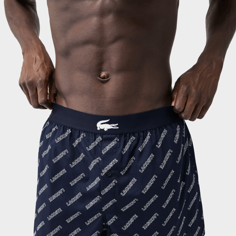 hombres Lacoste vuc azul marino bóxer de algodón ultrasuave pack de 3 N6XZ21578