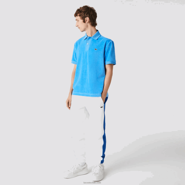 hombres Lacoste azul 4xa polo de corte clásico en terciopelo de algodón N6XZ2738