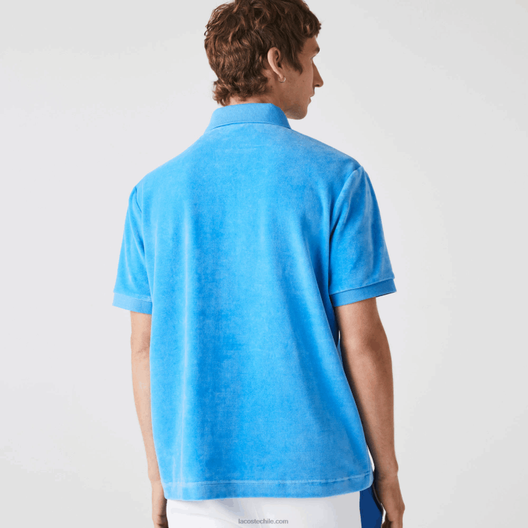 hombres Lacoste azul 4xa polo de corte clásico en terciopelo de algodón N6XZ2738