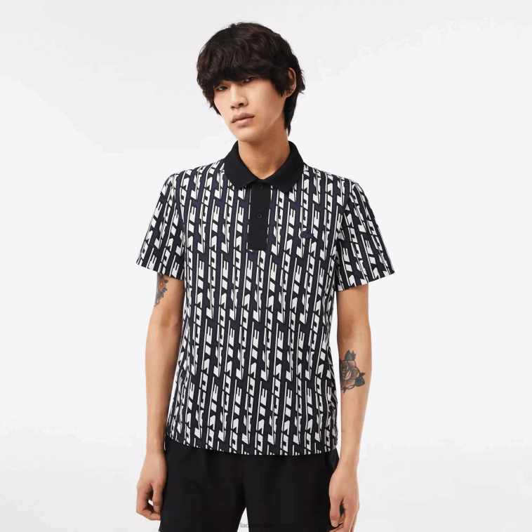 hombres Lacoste azul blanco 9yt polo con estampado de movimiento activo en dos tonos N6XZ22 hombres Lacoste azul blanco 9yt polo con estampado de movimiento activo en dos tonos N6XZ22