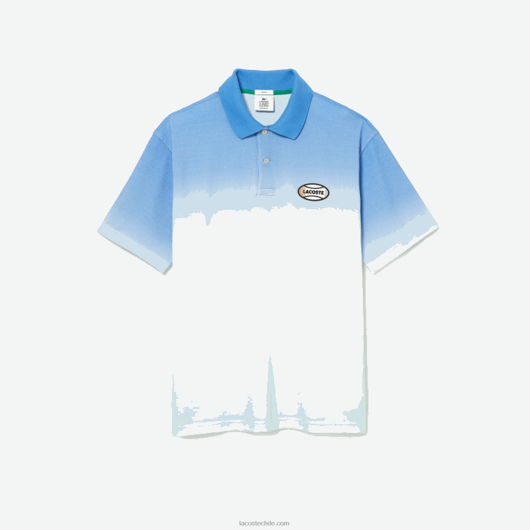 hombres Lacoste azul blanco turquesa 3ux polo live de corte holgado en algodón con estampado degradado N6XZ2838 hombres Lacoste azul blanco turquesa 3ux polo live de corte holgado en algodón con estampado degradado N6XZ2838