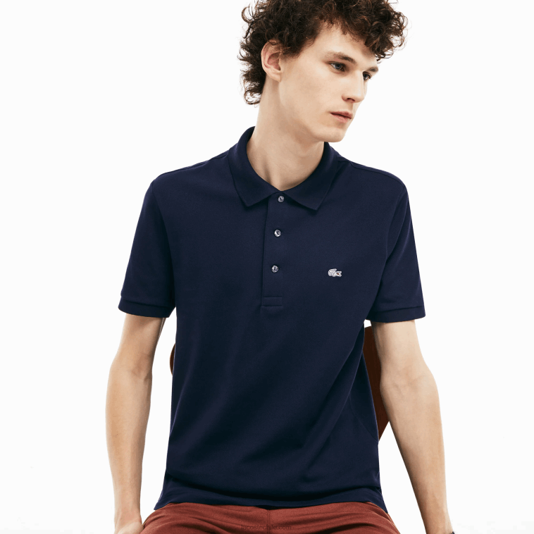 hombres Lacoste azul marino 166 Polo slim fit de petit piqué elástico N6XZ2563