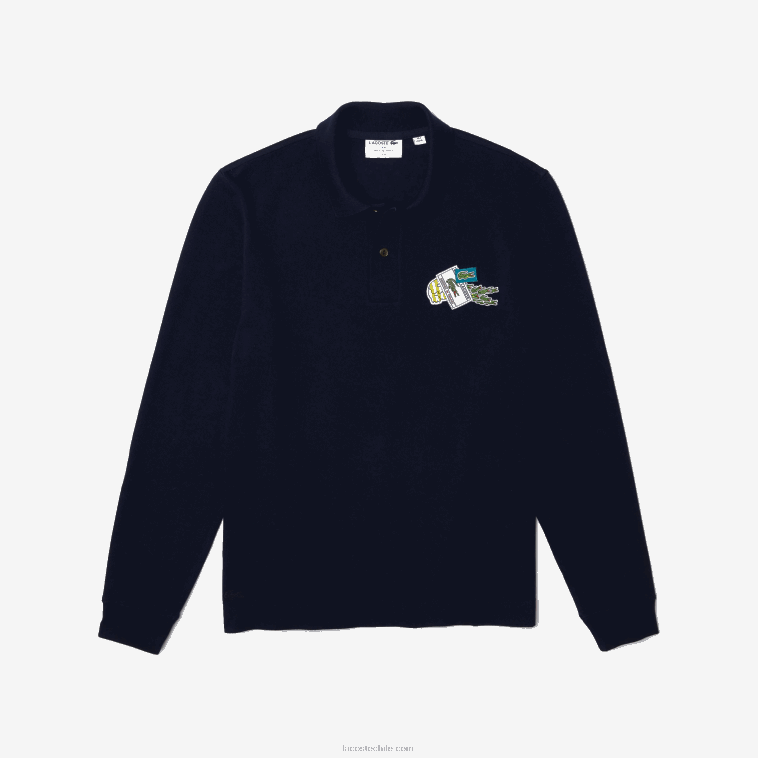 hombres Lacoste azul marino 166 polo con insignia de cómic de cocodrilo N6XZ21261 hombres Lacoste azul marino 166 polo con insignia de cómic de cocodrilo N6XZ21261