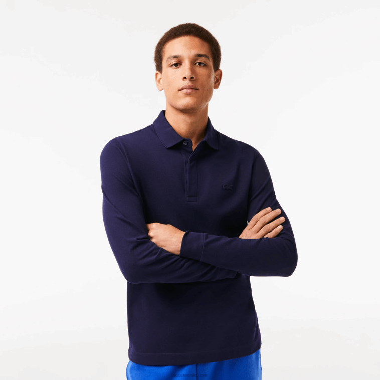 hombres Lacoste azul marino 166 polo de piqué de algodón elástico de manga larga smart paris N6XZ2665