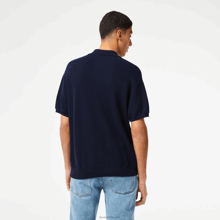 hombres Lacoste azul marino 423 polo a rayas de algodón orgánico N6XZ2440