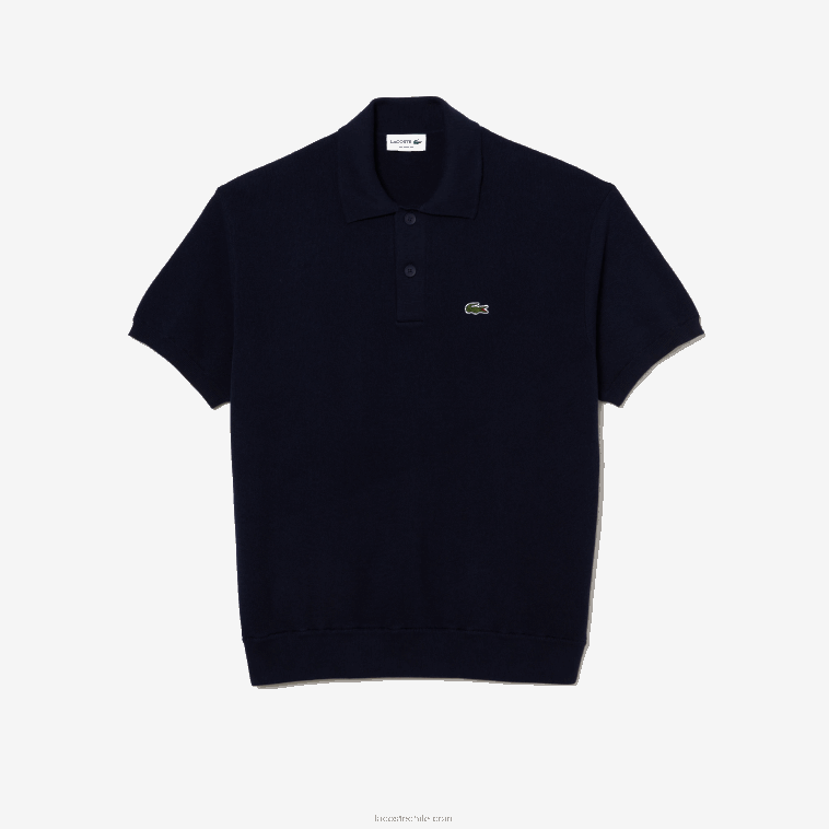 hombres Lacoste azul marino 423 polo a rayas de algodón orgánico N6XZ2440