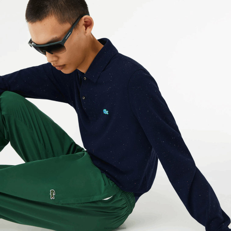 hombres Lacoste azul marino 7cg polo de corte clásico con estampado moteado N6XZ2704