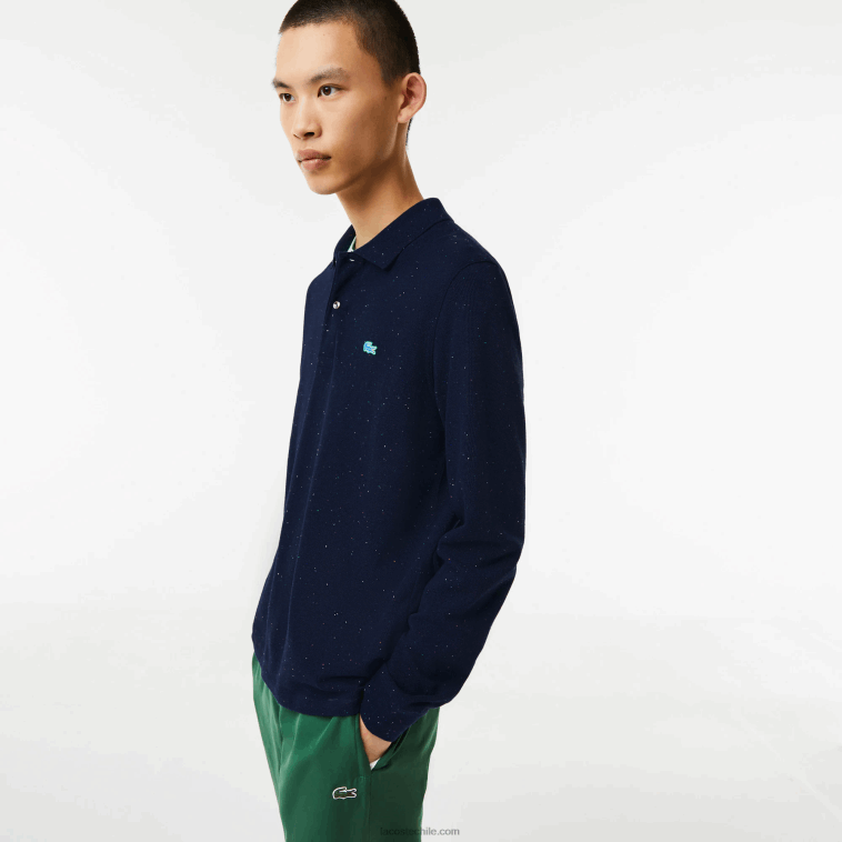 hombres Lacoste azul marino 7cg polo de corte clásico con estampado moteado N6XZ2704