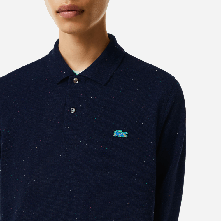 hombres Lacoste azul marino 7cg polo de corte clásico con estampado moteado N6XZ2704