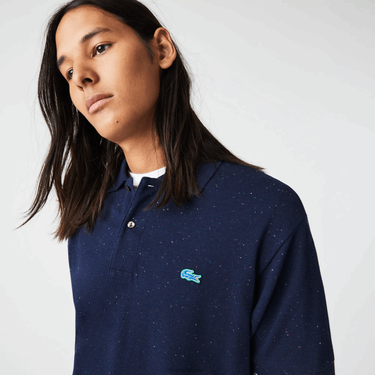 hombres Lacoste azul marino 7cg polo de corte clásico en piqué de algodón con estampado moteado N6XZ2591